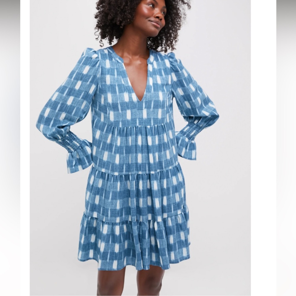 Pomander Place Blue and White Plaid Long Sleeve Dress